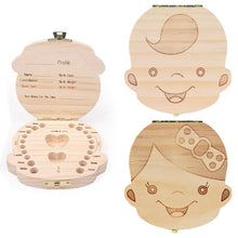 Load image into Gallery viewer, Tooth Box Dutch /Portugue / Spanish/English/French/Russian/ Italian Wood Tooth Box Organizer Save Milk Teeth Wood Storage Teeth