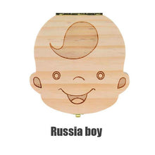 Load image into Gallery viewer, Tooth Box Dutch /Portugue / Spanish/English/French/Russian/ Italian Wood Tooth Box Organizer Save Milk Teeth Wood Storage Teeth
