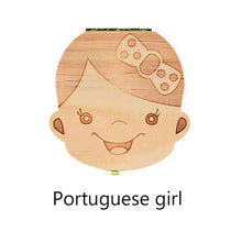 Load image into Gallery viewer, Tooth Box Dutch /Portugue / Spanish/English/French/Russian/ Italian Wood Tooth Box Organizer Save Milk Teeth Wood Storage Teeth