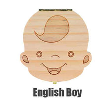 Load image into Gallery viewer, Tooth Box Dutch /Portugue / Spanish/English/French/Russian/ Italian Wood Tooth Box Organizer Save Milk Teeth Wood Storage Teeth